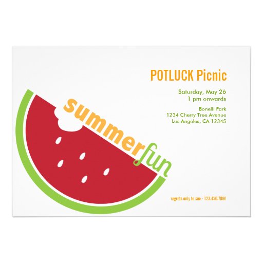Potluck Summer Picnic Party Invitation