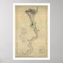 Potomac River Map Washington DC - 1864 Posters
