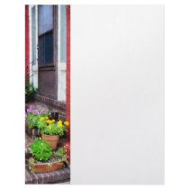 Pots of Flowers By Door Custom Letterhead