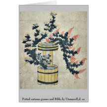 Potted autumn grasses and Rikka by UtamaroII,d. ca Card