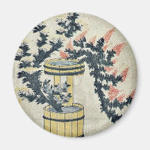 Potted autumn grasses and Rikka by UtamaroII,d. ca Refrigerator Magnets