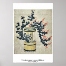 Potted autumn grasses and Rikka by UtamaroII,d. ca Print