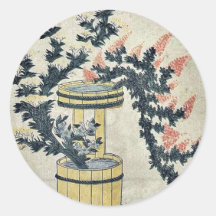 Potted autumn grasses and Rikka by UtamaroII,d. ca Round Stickers