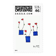 potted hearts Valentines Day stamp