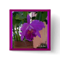 Potted Purple Orchid Flower buttons by CaroleArt Potted Purple Orchid Flower buttons