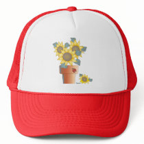 POTTED SUNFLOWERS by SHARON SHARPE hats