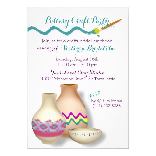 Pottery Bridal Luncheon Personalized Announcements