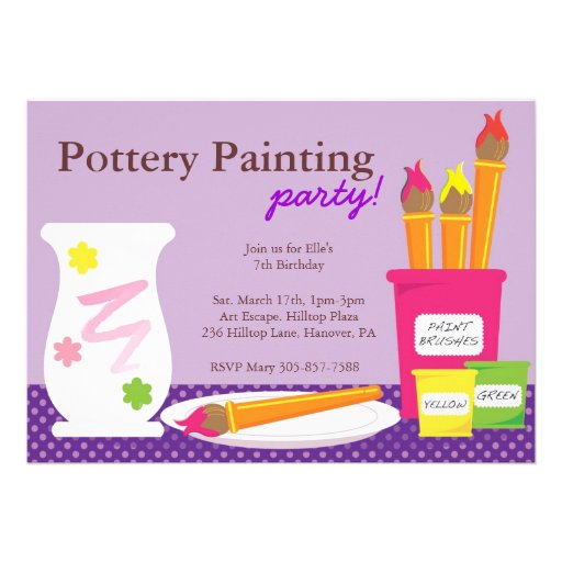 Pottery Painting Birthday Invitation Ceramic Painting Pottery Invitation Pottery Party Invitation Girls Pottery Paint Party Invites
