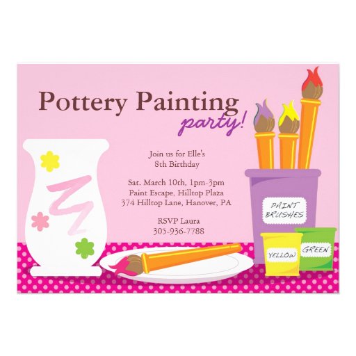 Pottery Painting Party Invitations
