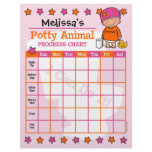 Potty Animal Girl Training Chart Letterhead Design