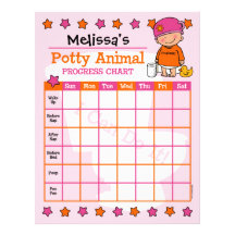 Potty Animal Girl Training Chart Letterhead Design