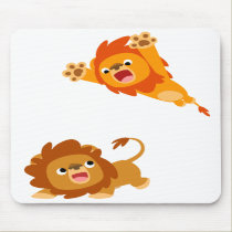 Pouncing and Pounced!! Cartoon Lions Mousepad by Lioness_Graphics Pouncing and Pounced!! Cartoon Lions Mousepad