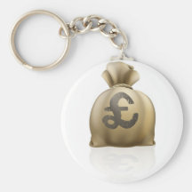 Pound sterling sign sack key chain