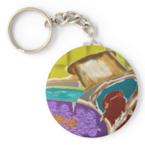 Pour While Hot - Agua y Chocolate y Morada Key Chain