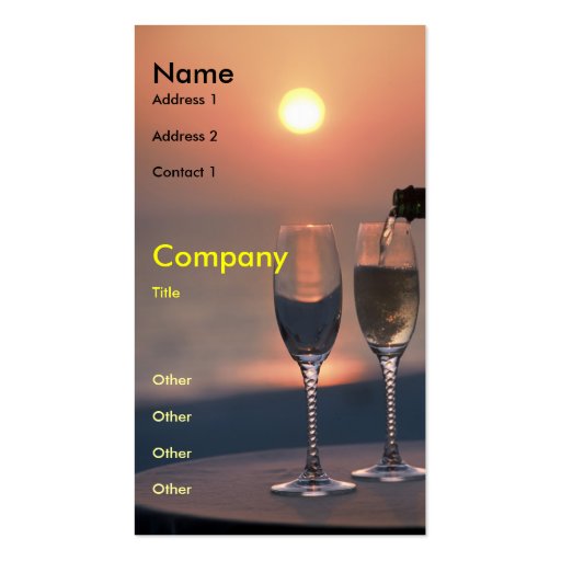 Pouring at Sunset Business Card Templates (front side)