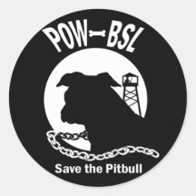 POW BSL Save the Pitbull Dog Emblem Round Stickers
