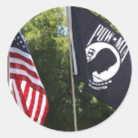 POW Flag Round Stickers