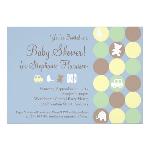 Powder Blue Dots Boy Baby Shower Invitation