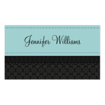 Powder Blue Label Ribbon Business Cards