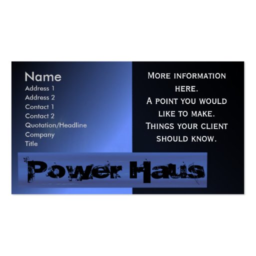 Power House Business Card (front side)