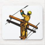Power Lineman Electrician Electric Worker Mousepads