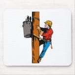 Power Lineman Electrician Electric Worker Mouse Pads