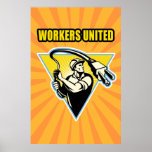 Power lineman electrician worker poster posters