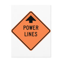 Power Lines Construction Zone Highway Sign postcards