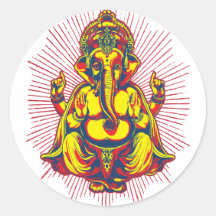 Power of Ganesh Round Stickers