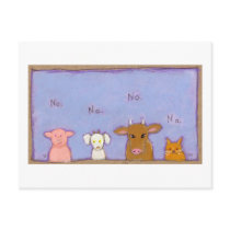 Power of No negative pig goat cow cat animal art postcards