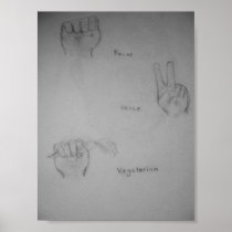 Power, Peace, Vegetarian Original Artwork Poster