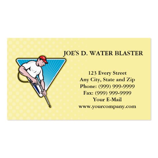 Power Washing Pressure Water Blaster Worker Business Cards (front side)