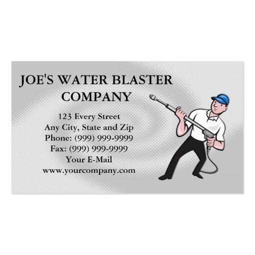 Power Washing Pressure Water Blaster Worker Business Card Templates (front side)