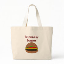 "Powered by Burgers"--funny Hamburger Lover Gifts bags by gailg1957 "Powered by Burgers"--funny Hamburger Lover Gifts bags