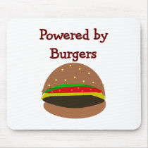 "Powered by Burgers"--funny Hamburger Lover Gifts mousepads by gailg1957 "Powered by Burgers"--funny Hamburger Lover Gifts mousepads