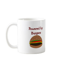 "Powered by Burgers"--funny Hamburger Lover Gifts Mug