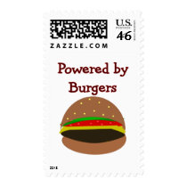 "Powered by Burgers"--funny Hamburger Lover Gifts postage by gailg1957 "Powered by Burgers"--funny Hamburger Lover Gifts postage