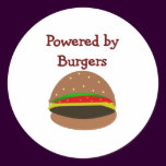 "Powered by Burgers"--funny Hamburger Lover Gifts