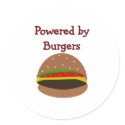 "Powered by Burgers"--funny Hamburger Lover Gifts stickers by gailg1957 "Powered by Burgers"--funny Hamburger Lover Gifts stickers