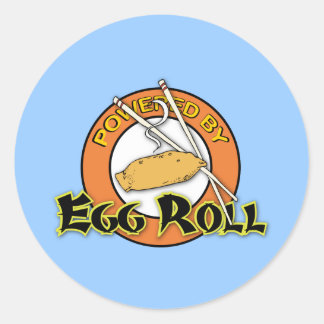 Powered By Egg Roll Round Sticker