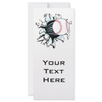 powerful baseball ripping through customized rack card
