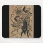 Powerful Female Samurai Defeating Male Samurai Mouse Pad