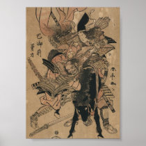 Powerful Female Samurai Defeating Male Samurai Posters