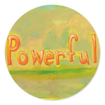 Powerful fun word painting art motivational round stickers