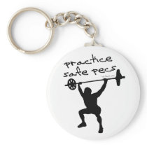 Practice Safe Pecs Key Chain