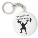 Practice Safe Pecs keychains