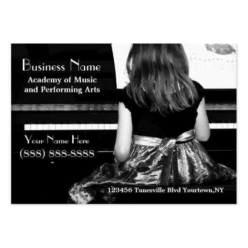 Practicing the Piano in Pretty Dress Business Card (front side)