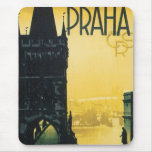 Prague Vintage Travel Poster Mouse Pad