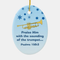 Praise Him With Trumpet Biblical At Christmas 2 Ornament at  Zazzle