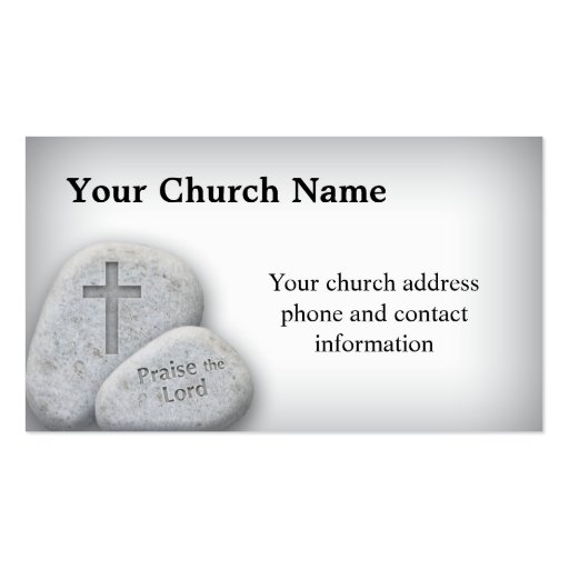 Praise the Lord Christian Business Card with rocks (front side)